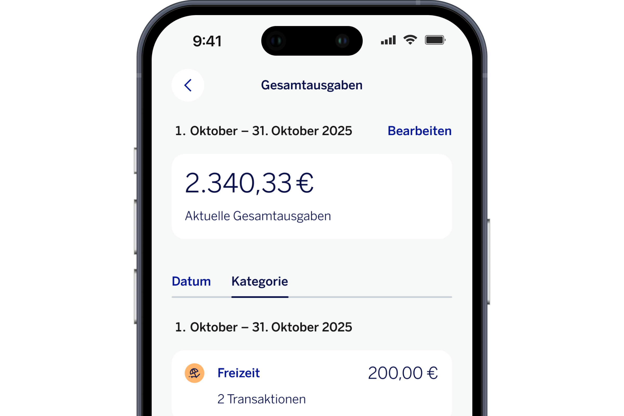 App-Screen der Ausgabenanalyse-Funktion in der BBVA App