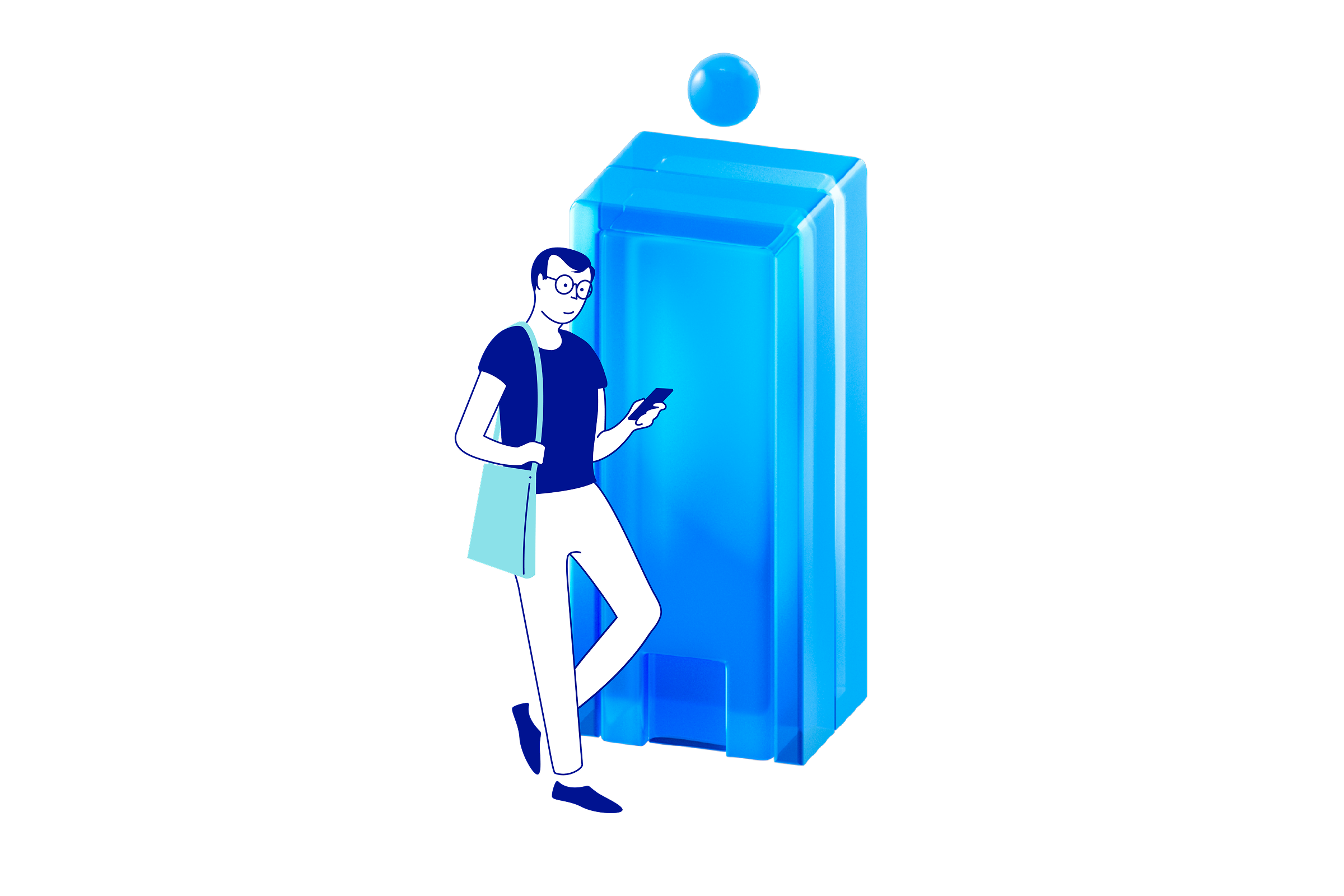 Illustration of a user contacting BBVA Customer Service via the "My Messages" section.