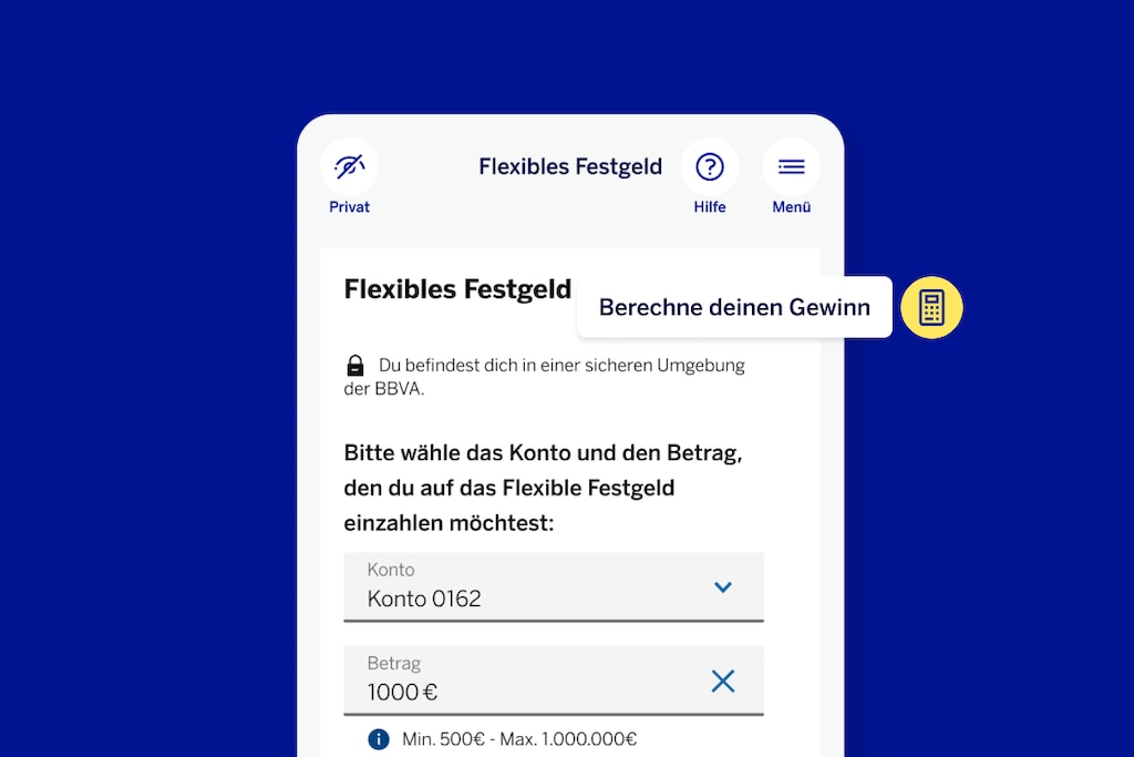 Illustration of a smartphone with the BBVA App for opening a fixed-term deposit account.